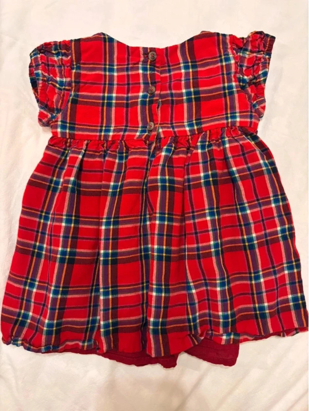 Gymboree Holiday Red Plaid Ruffle Dress 12–18 Months Christmas Rayon